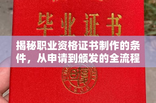 铁东揭秘职业资格证书制作的条件，从申请到颁发的全流程解析
